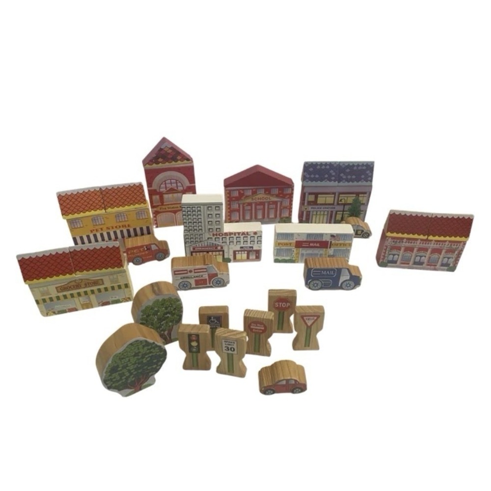 MELISSA & DOUG WOOD TOWN BLOCKS Playset - 32 Pieces